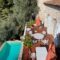 Terrasse an einer Steinmauer mit
